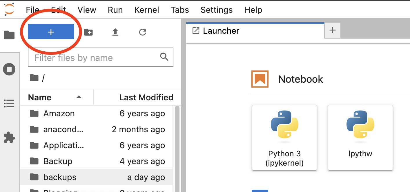 The blue plus in the top left of the Jupyter window